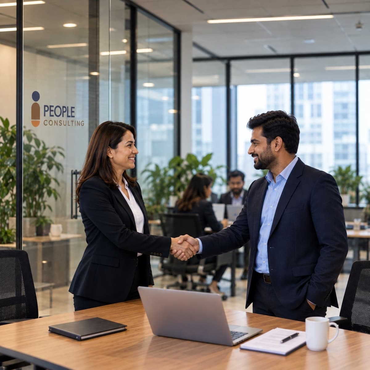 HR consulting team at People Consulting discussing talent management solutions